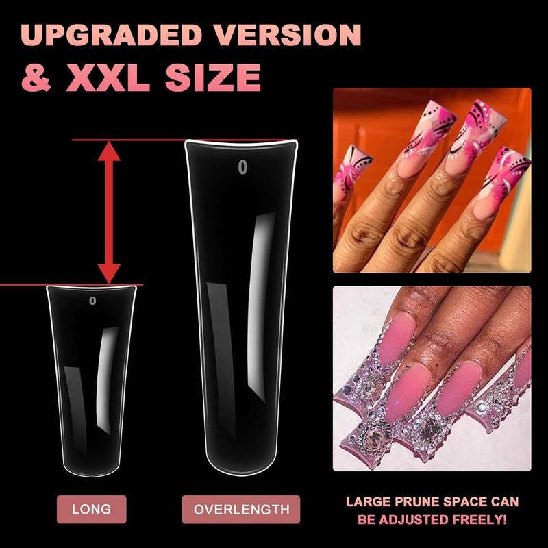ranrose Duck Nail Tips - 120pcs Extra Long Duck Feet Style Full Cover False Nail 12 sizes XXL Clear Press on Nail for Acrylic Nails Professional Y2K Nail Salon - Image 2